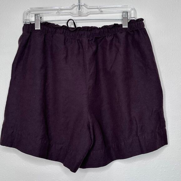 H&M Linen-Blend Drawstring Short, 5" Inseam, Burgundy, Size M - Picture 3 of 7